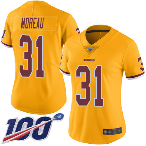 Washington Redskins Limited Gold Women Fabian Moreau Jersey NFL Football 31 100th Season Rush